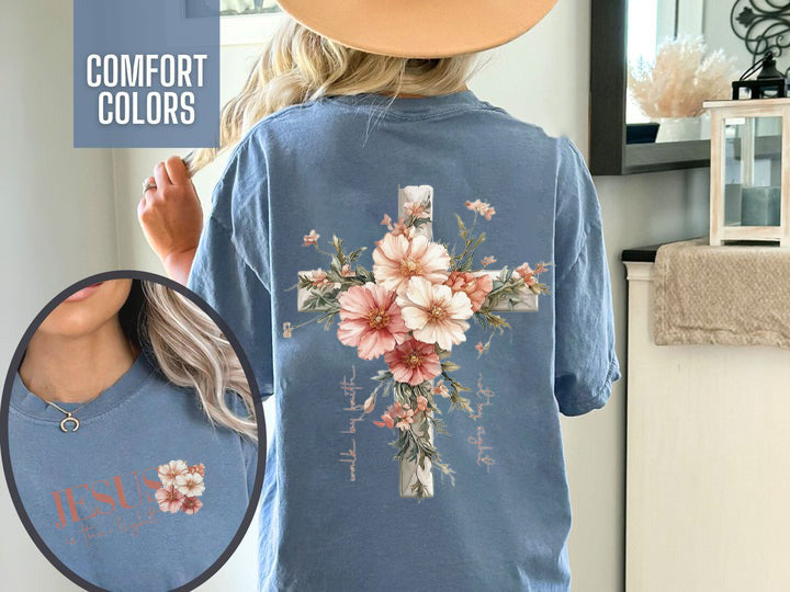 Comfort Colors® Jesus is the Light Shirt, Floral Christian Shirt, Motivational Quotes, Bible Verse Tee, Religious Gift, His Grace is Enough